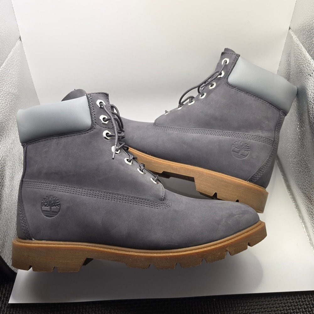 Timberland 6 Inch Premium Waterproof Boots Mens 10 Dark Grey New Nubuck A5PY8